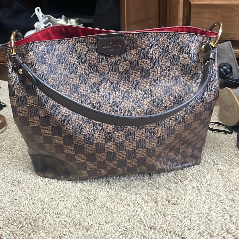 Louis Vuitton Brown and Red Checkered Bag